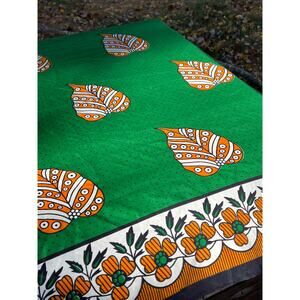 African Wax Print Fabric Green Leaves Floral Print 44x126" Mapeto Whitex Malawi